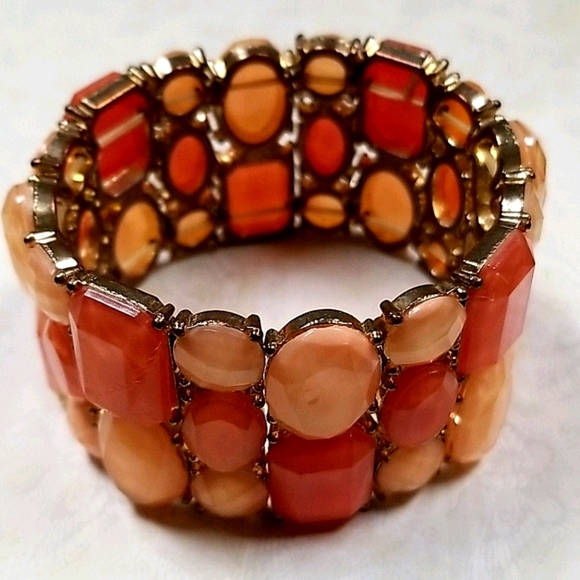 Vintage Beaded Chunky Stretch Cuff Bracelet - Picture 6 of 16